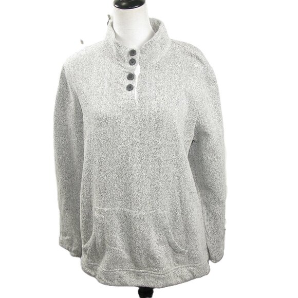 Orvis Light Gray Partial Button Mock Neck Pull Over Size Large - Picture 1 of 6